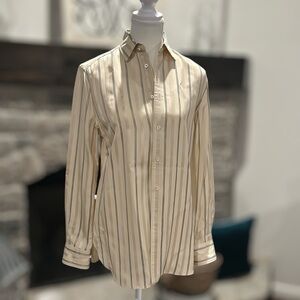 Ralph Lauren Purple Label Cream Striped Button Down Shirt